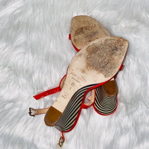 Kate Spade Lorna Orange Patent Wedge Sandals 8.5 - Picture 9 of 9